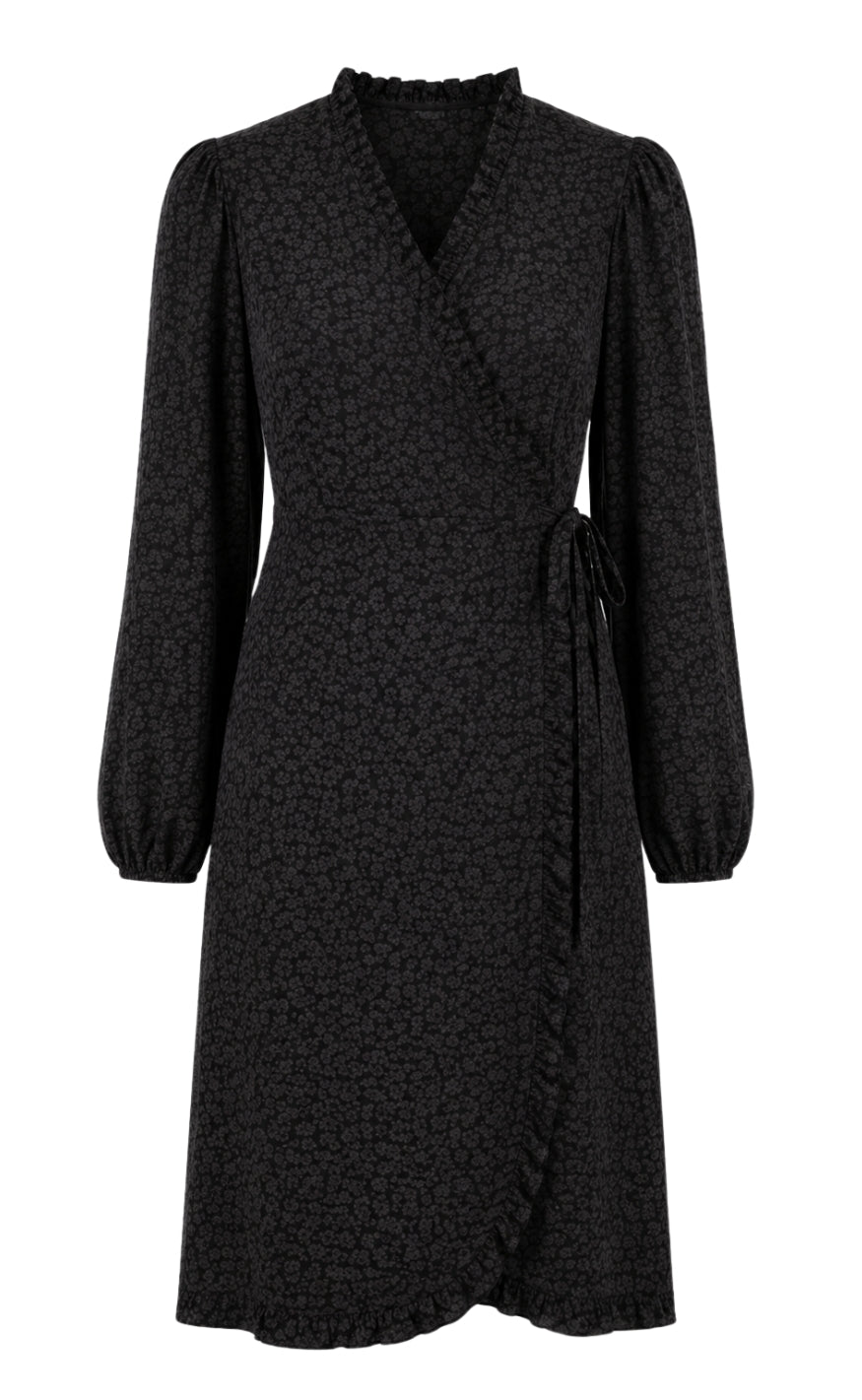 Say INA Copenhagen Kjole - Catja Wrap - Black Flower