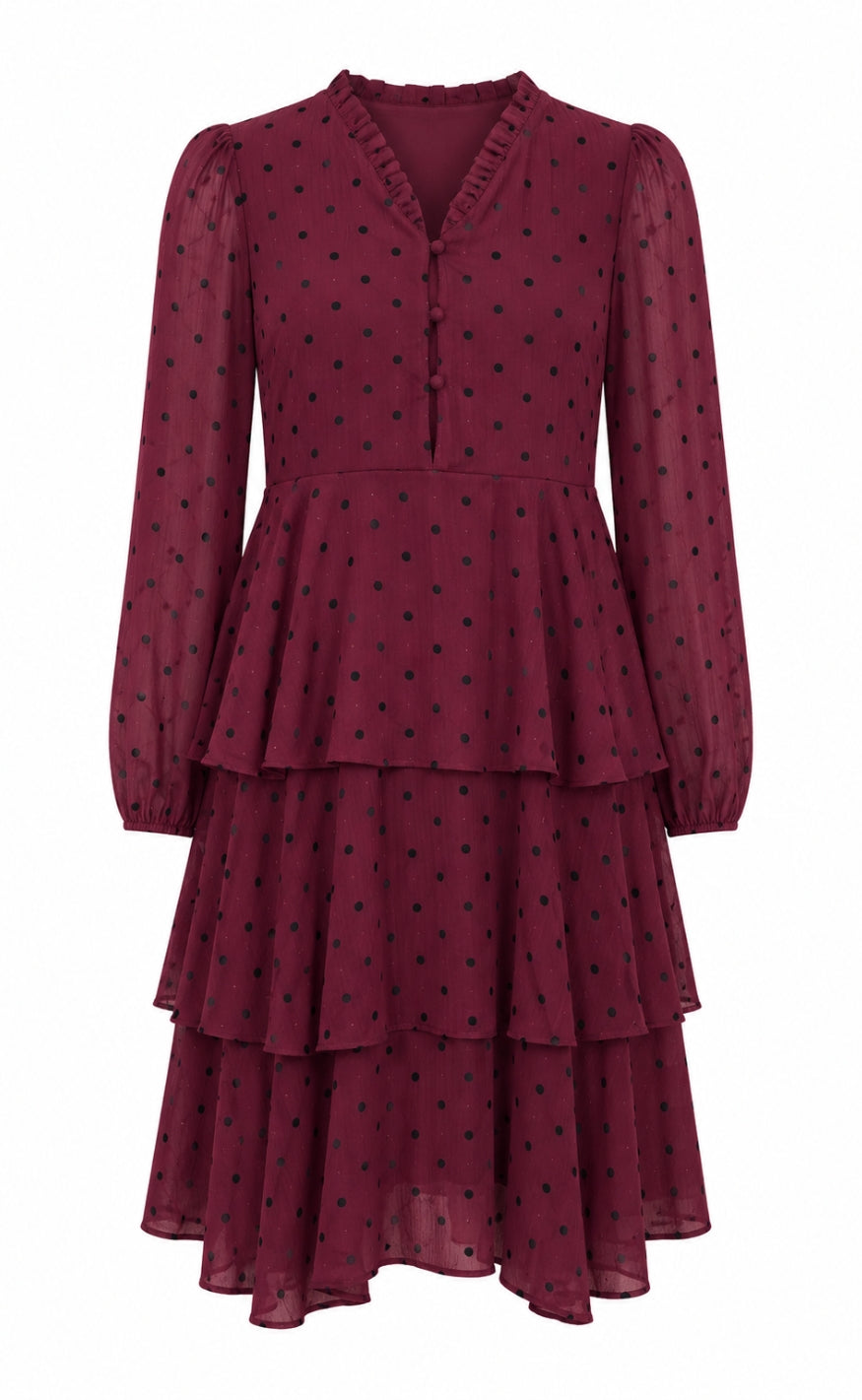 Say INA Copenhagen Kjole - Annabell - Bordeaux w. Black Dots