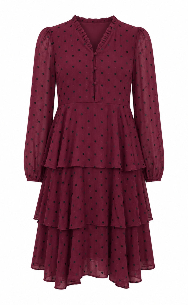Say INA Copenhagen Kjole - Annabell - Bordeaux w. Black Dots