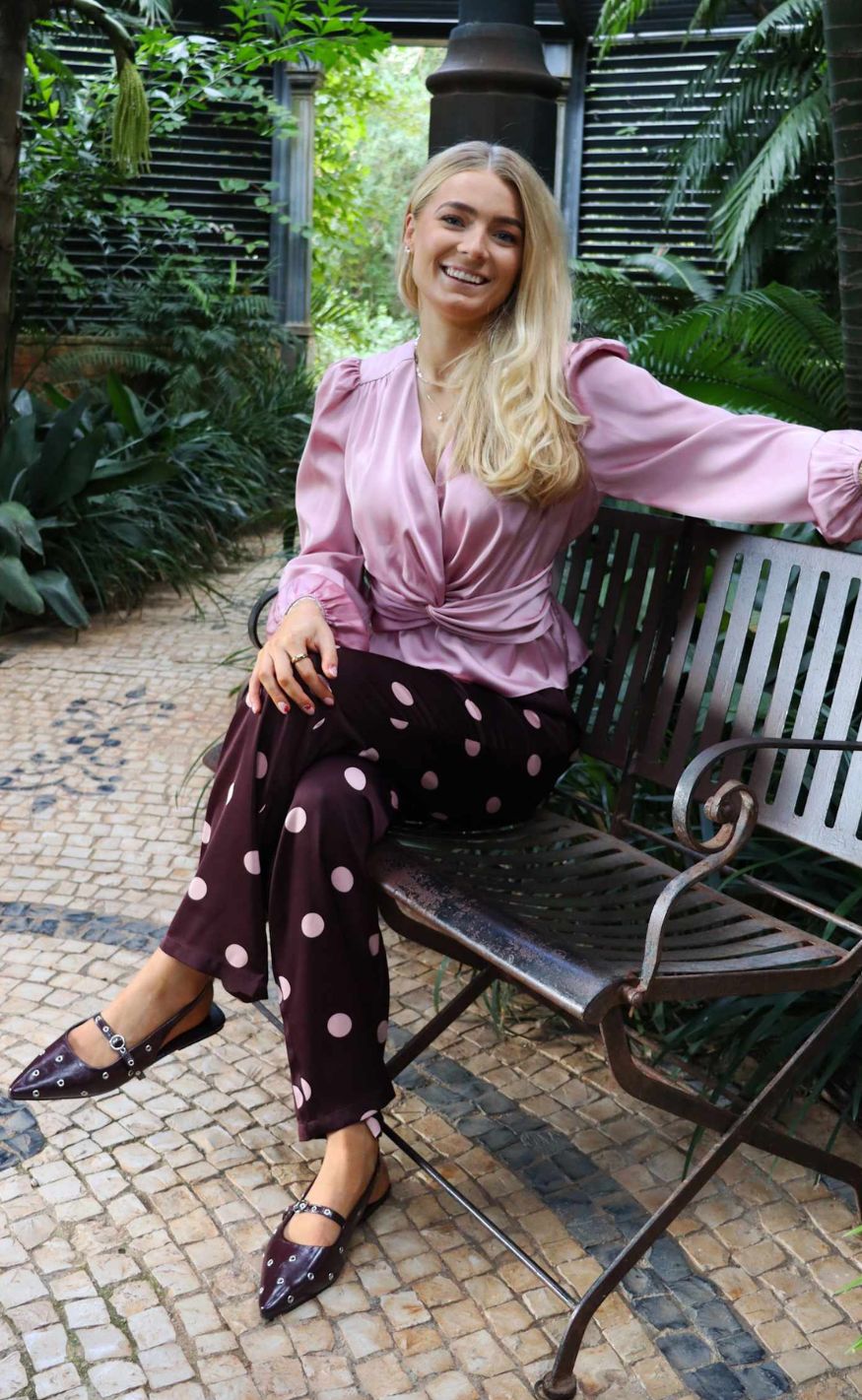 Liberte Bukser - Dotti - Plum Rose Big Dot