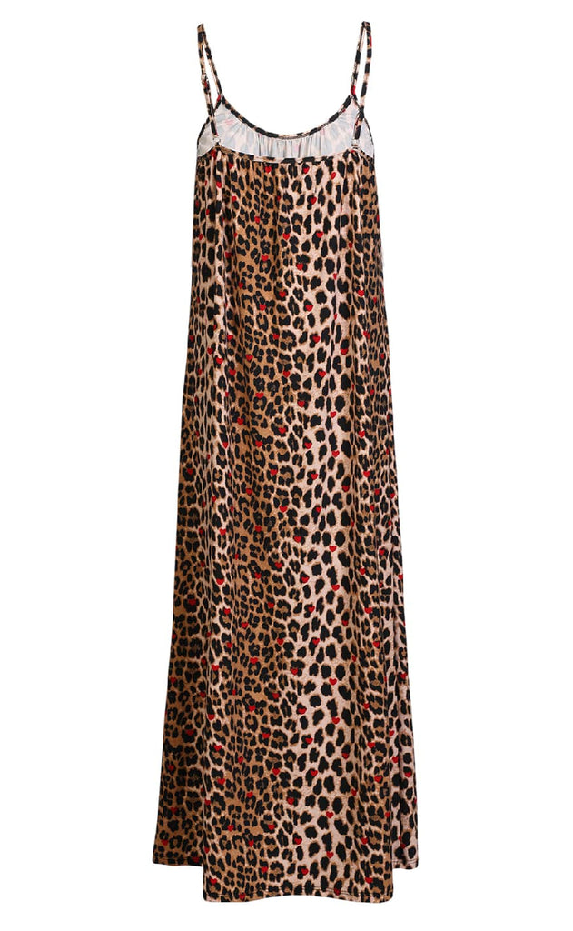 Liberte Kjole - Alma Long Strap - Lux Leo/Red Heart