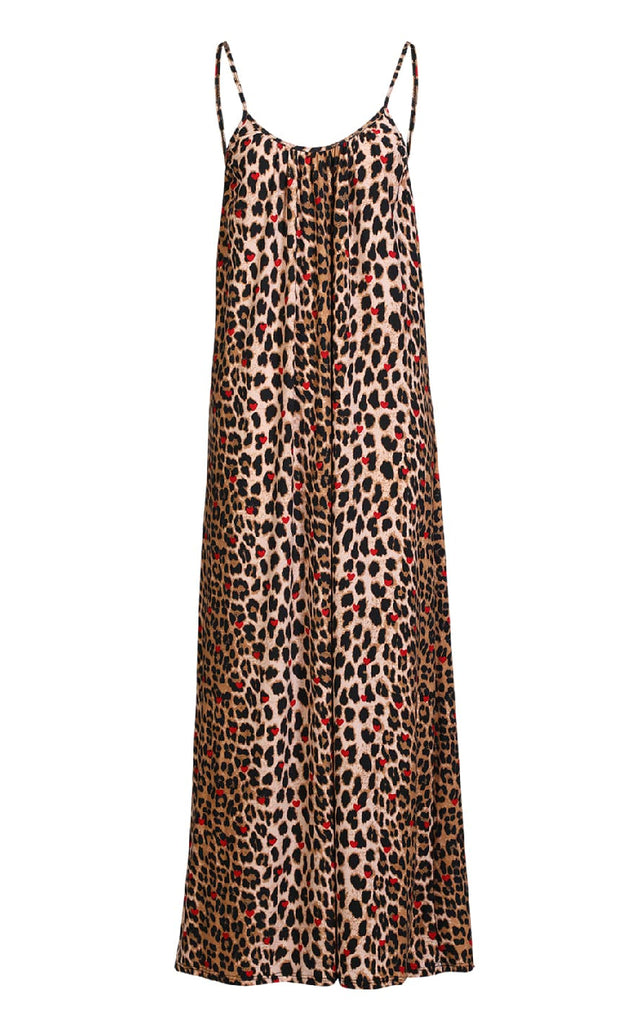 Liberte Kjole - Alma Long Strap - Lux Leo/Red Heart