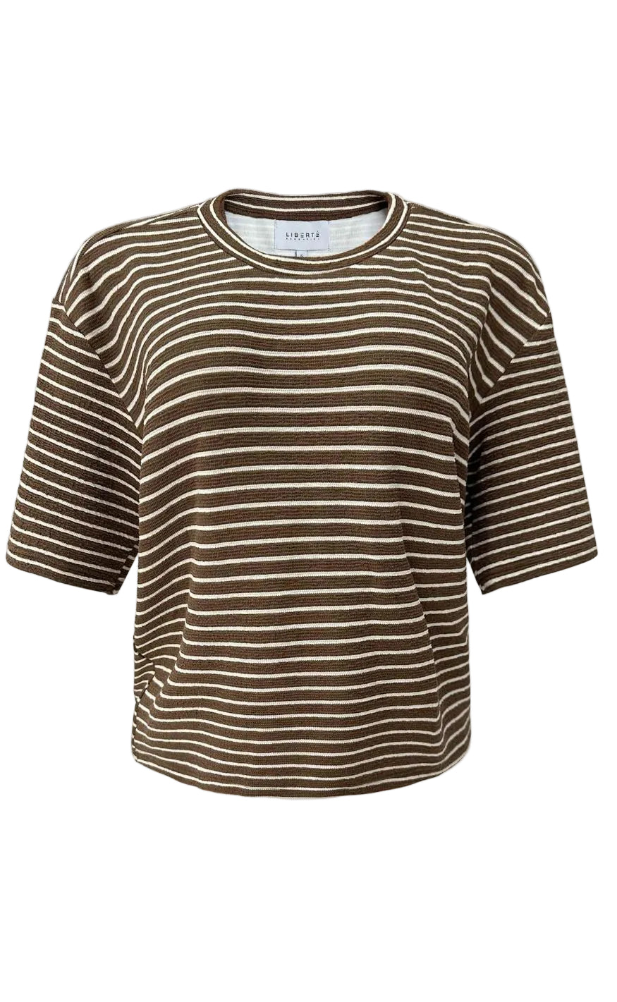 Liberte T-Shirt - Sus - Brown Creme Stripe