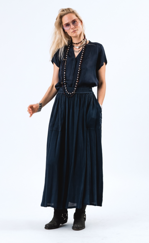 Lollys Laundry Skjørt - Akane Maxi - Dark Blue