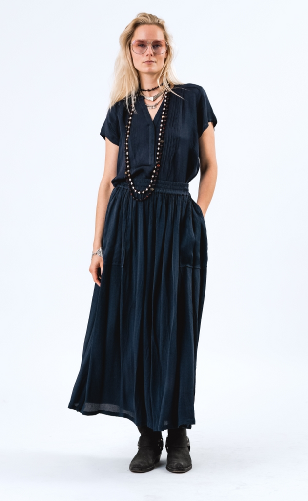 Lollys Laundry Skjørt - Akane Maxi - Dark Blue