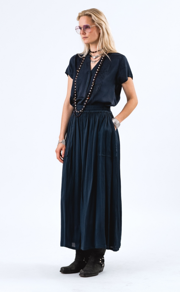 Lollys Laundry Skjørt - Akane Maxi - Dark Blue