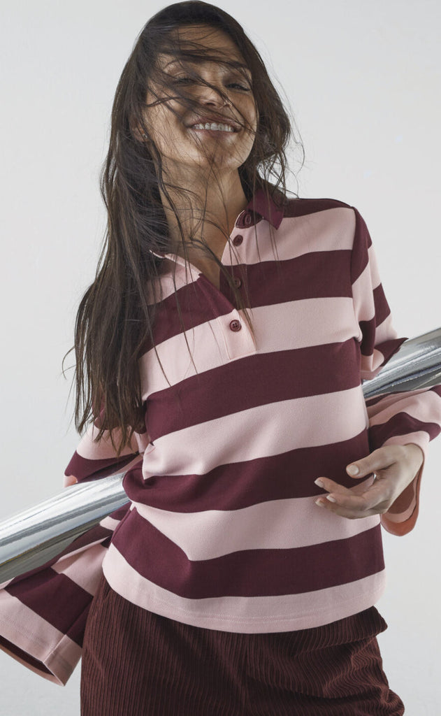 Love & Divine Bluse - Love1361 - Baby Pink/D. Bordeaux