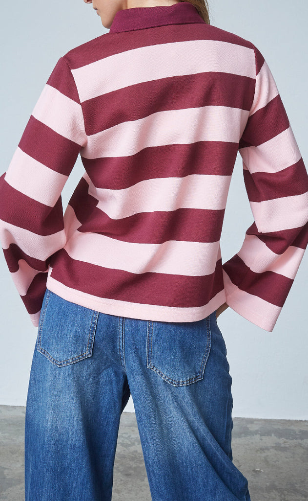 Love & Divine Bluse - Love1361 - Baby Pink/D. Bordeaux