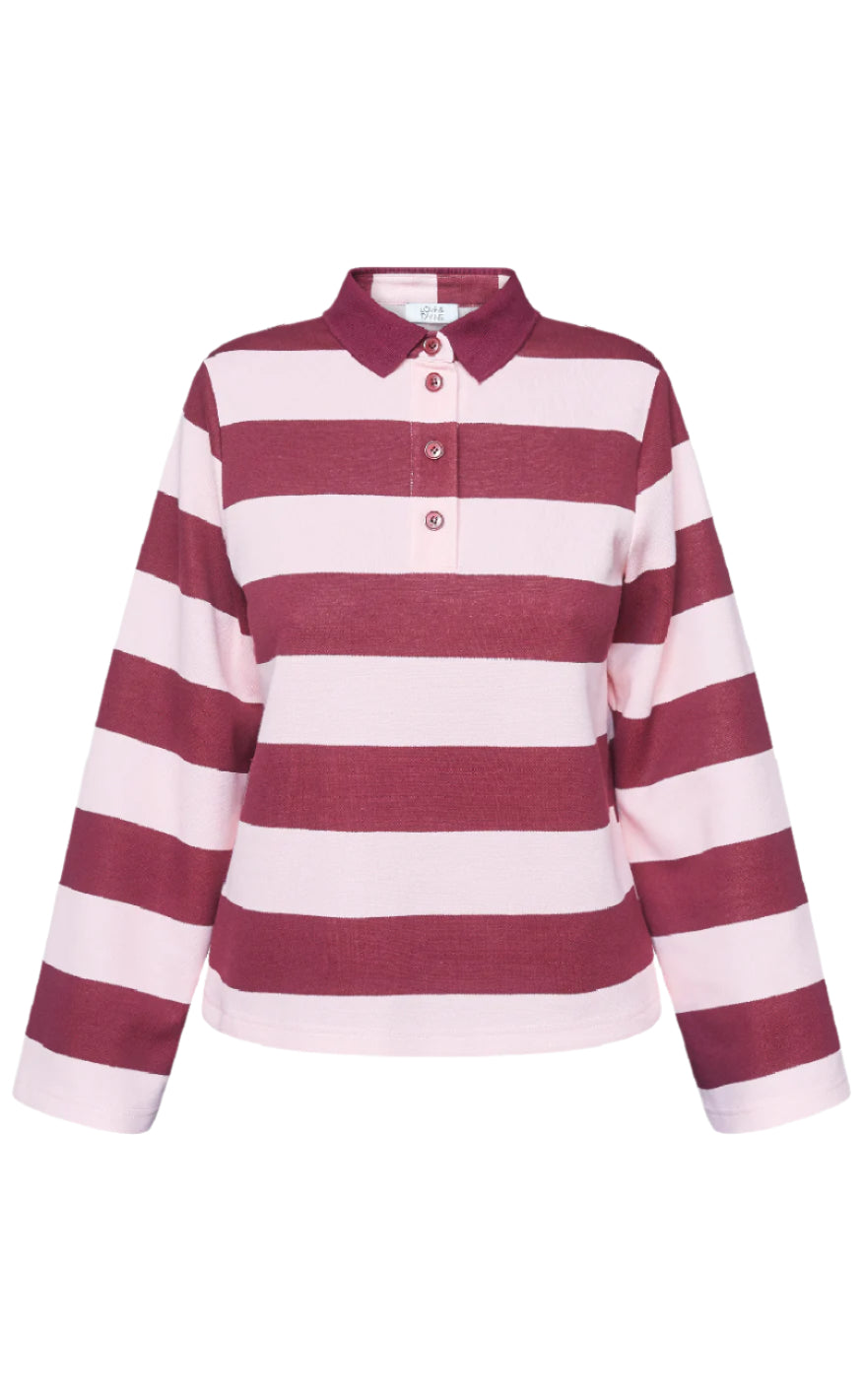 Love & Divine Bluse - Love1361 - Baby Pink/D. Bordeaux