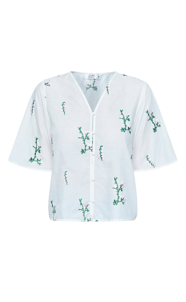 Love & Divine Bluse - Love1375-1 - Cream/Flower
