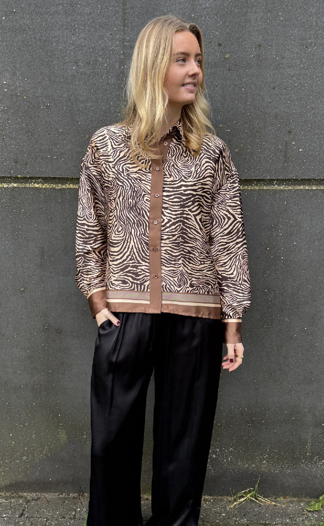 Love & Divine Bluse - Love1393-1 - Brown Zebra