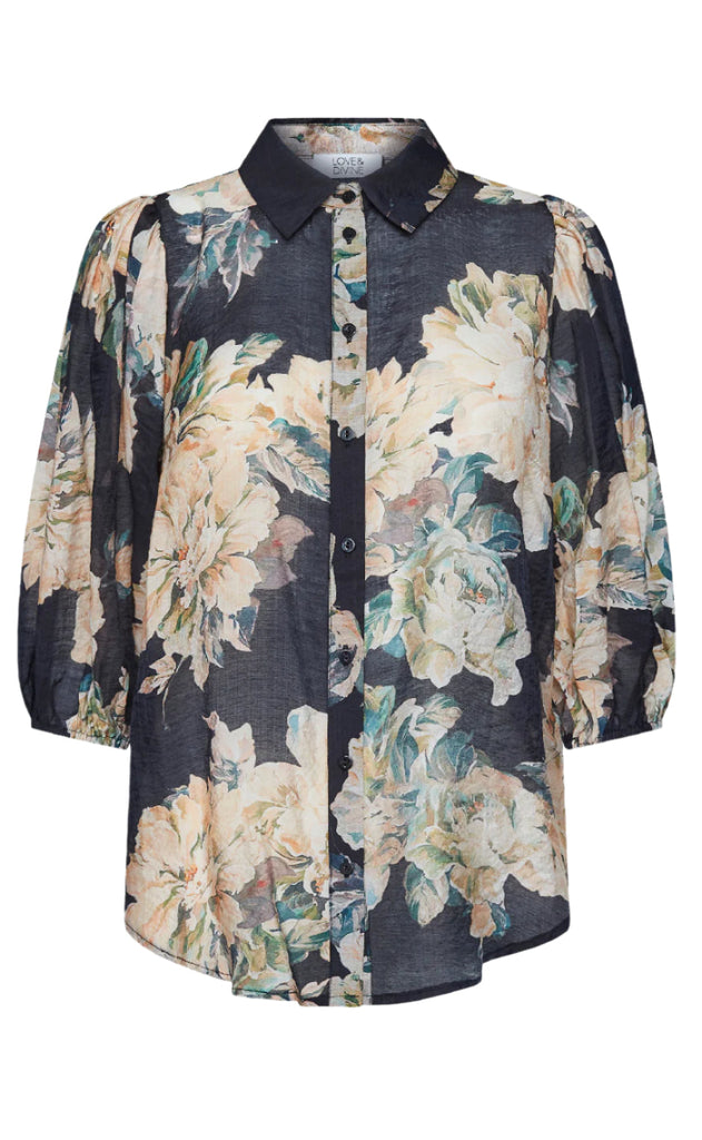 Love & Divine Bluse - Love436-17 - Black/Flower