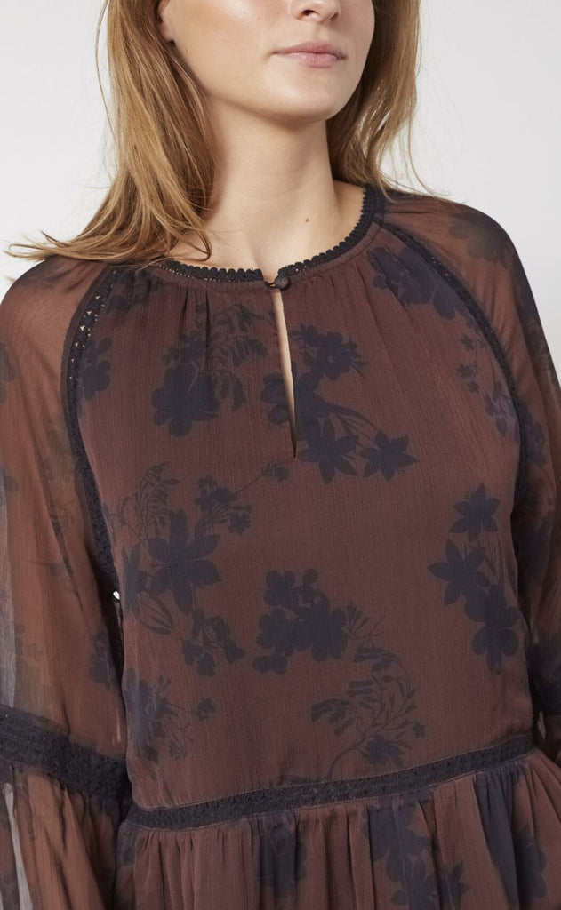 Love & Divine Kjole - Love1406 - Bordeaux/Flower