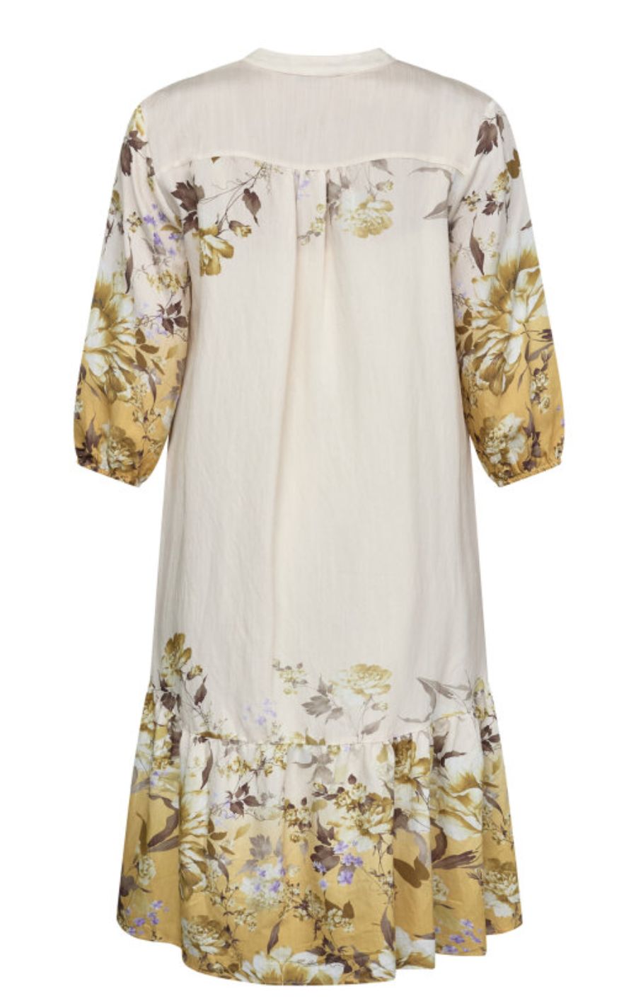Love & Divine Kjole - love958-10 - Yellow/Brown Flower