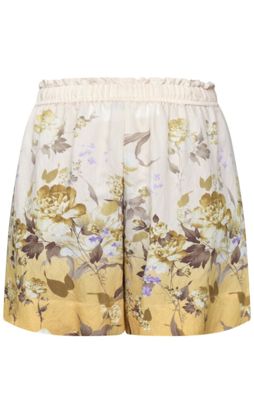 Love & Divine Shorts - love970-13 - Yellow/Brown Flower