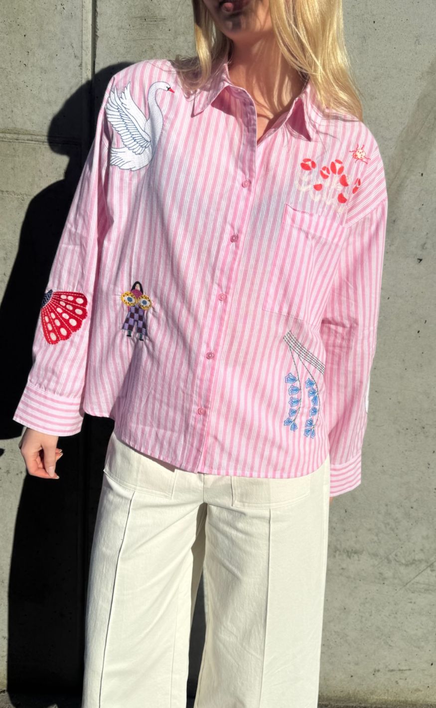 Love & Divine Skjorte - Love1555-2 - Rose Stripes Emb.