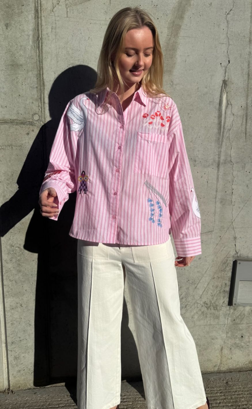 Love & Divine Skjorte - Love1555-2 - Rose Stripes Emb.