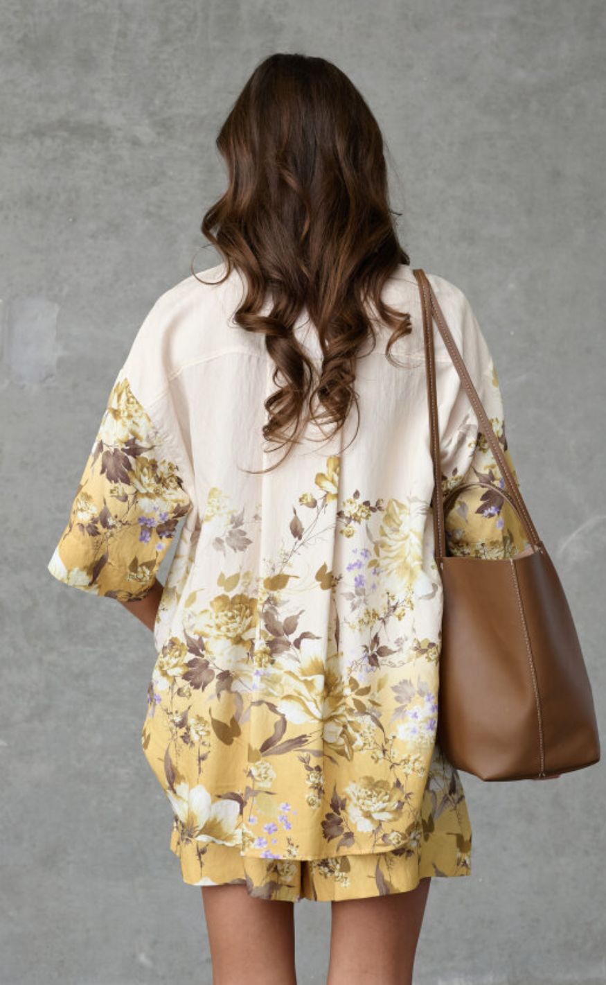 Love & Divine Skjorte - love971-16 - Yellow/Brown Flower