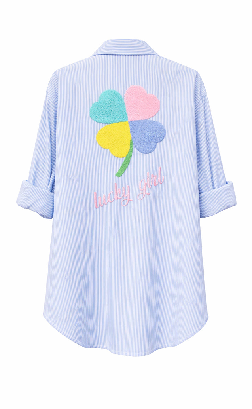 Say INA Copenhagen Skjorte - Lucky Girl - Light Blue Striped
