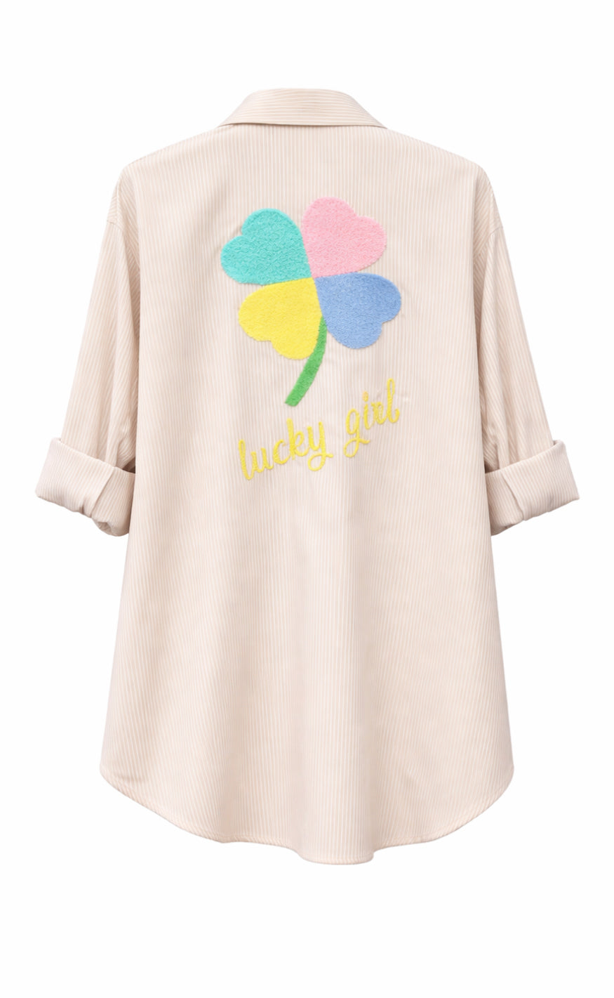 Say INA Copenhagen Skjorte - Lucky Girl - Beige Striped