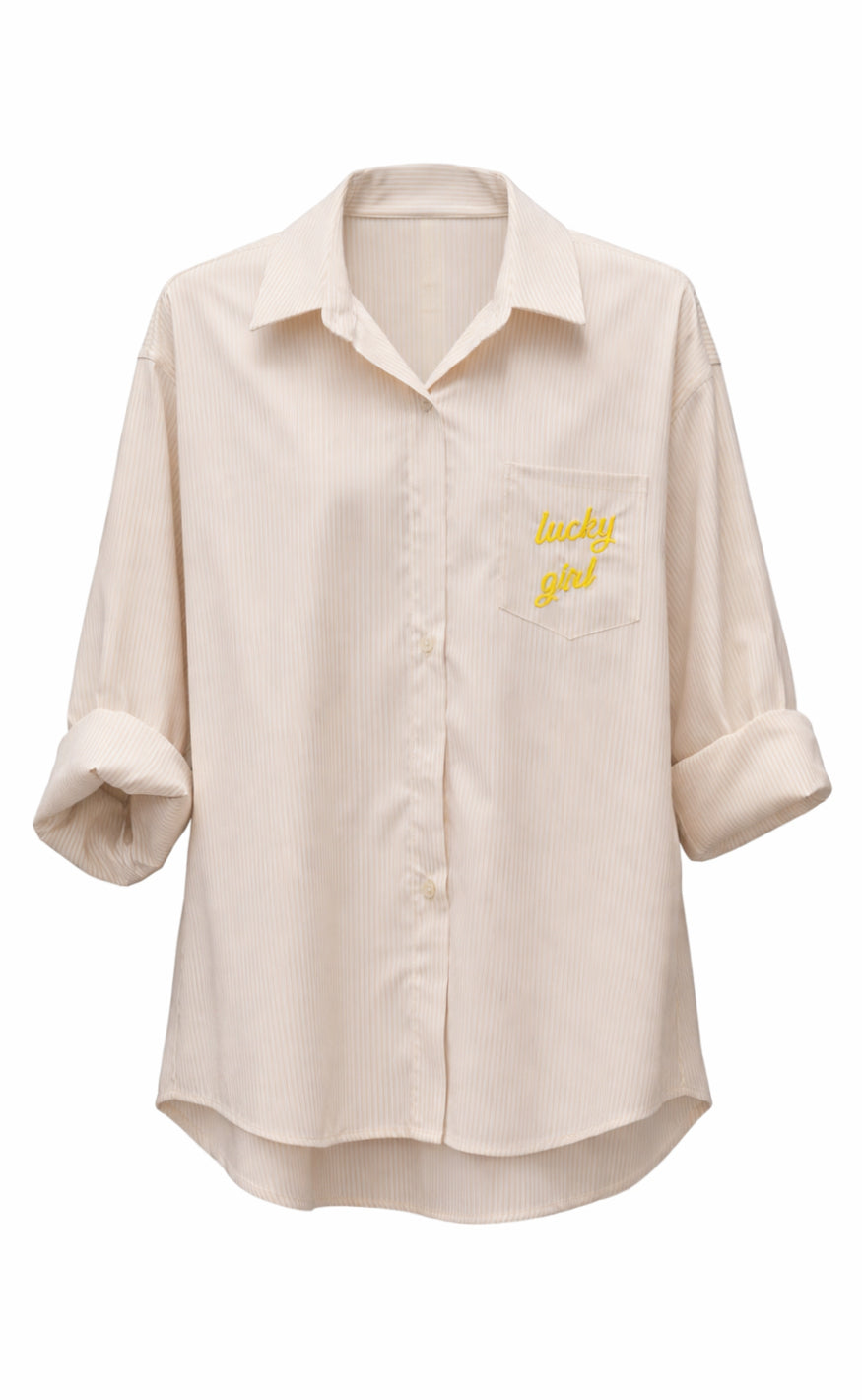 Say INA Copenhagen Skjorte - Lucky Girl - Beige Striped