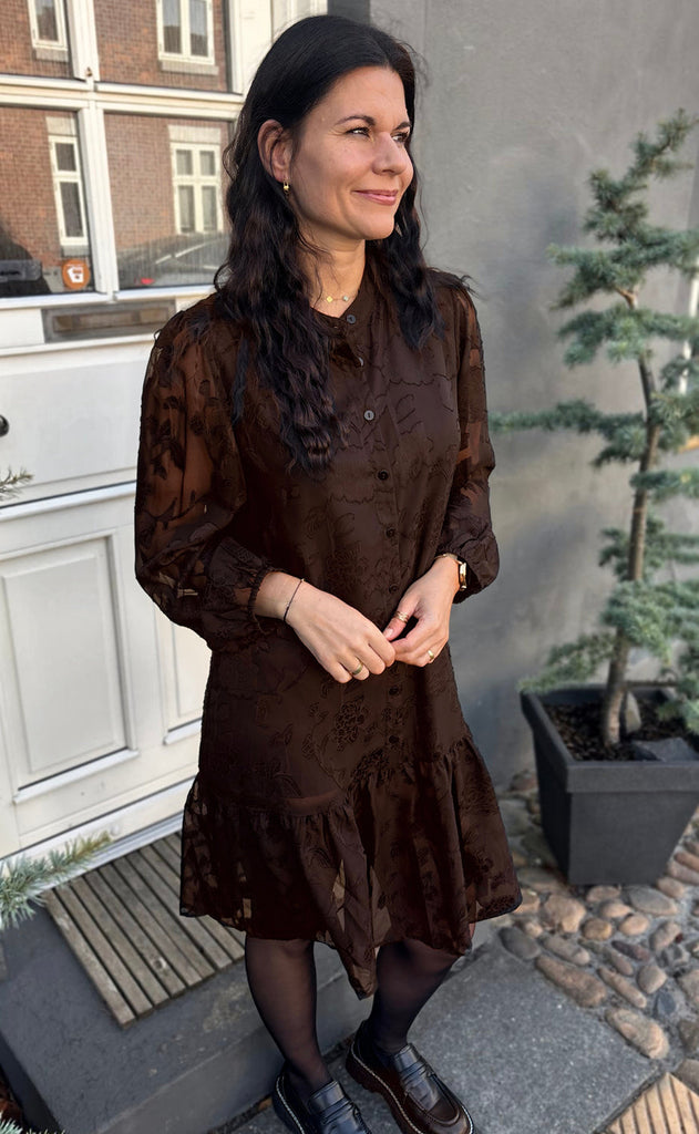 Say INA Copenhagen Kjole - Luna - Dark Brown Flower