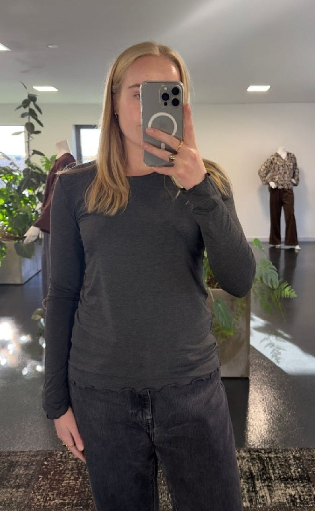 Luxzuz Bluse - Siga Bamboo - Dark Grey Melange