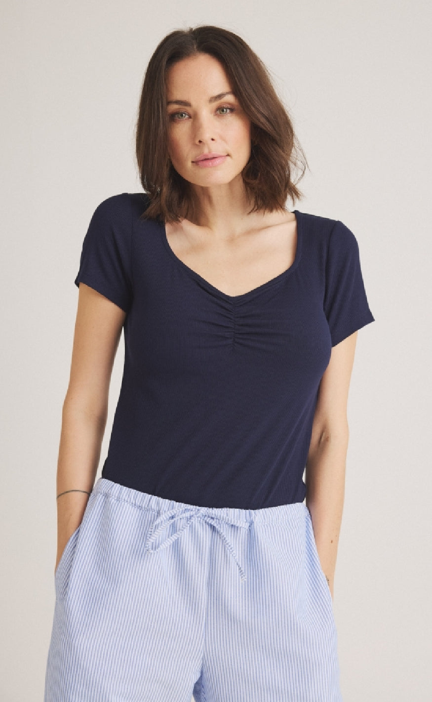 Luxzuz T-shirt - Klaudine - Navy Blue