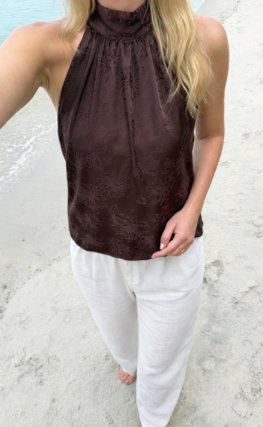 Say INA Copenhagen Topp - Malina - Dark Brown Flower