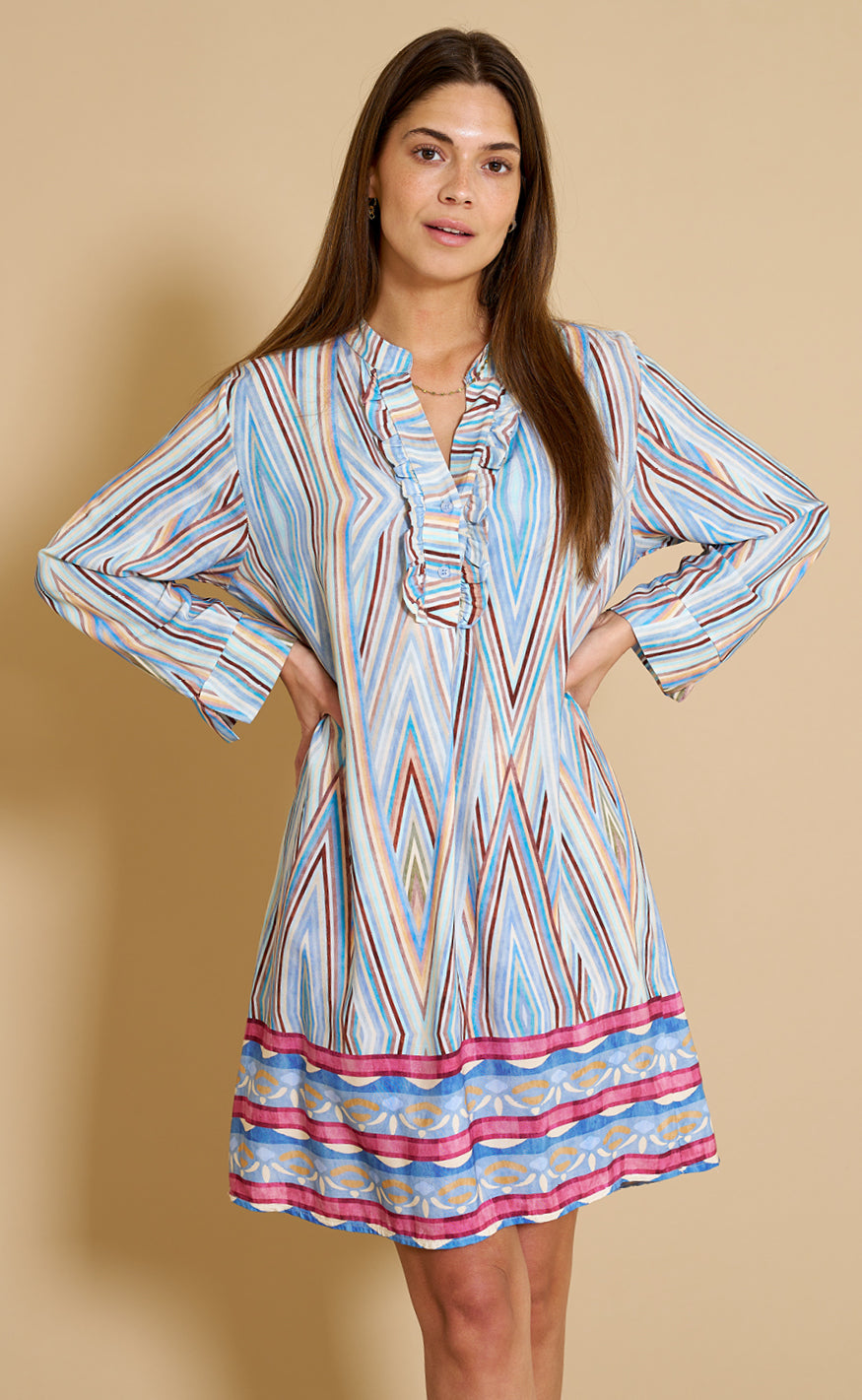 Marta Du Chateau Kjole - 2604B - Celeste Stripe