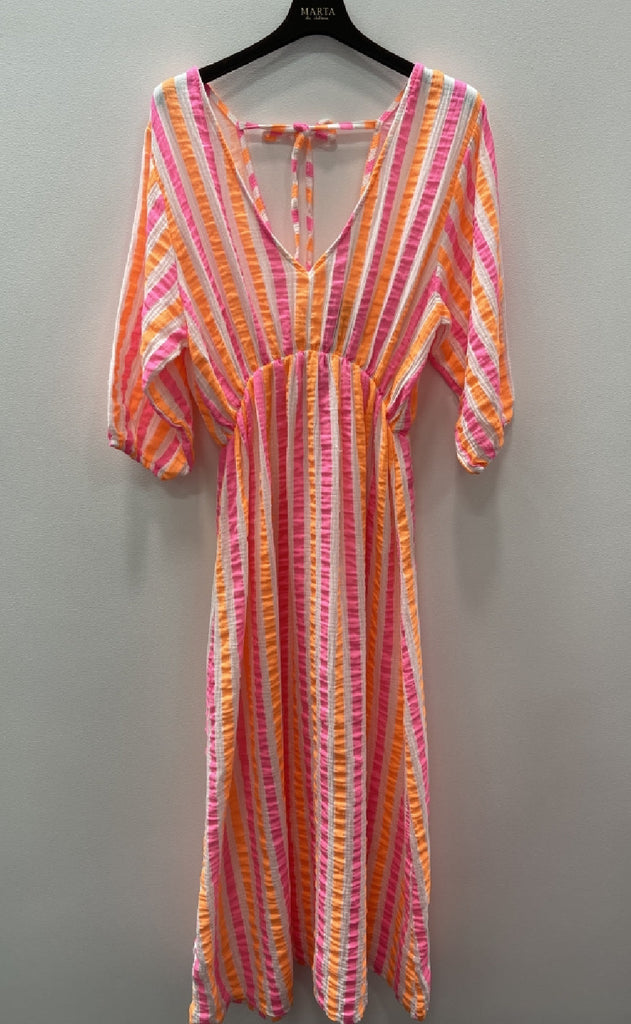 Marta Du Chateau Kjole - Andrea - Stripe Fuxia/Orange