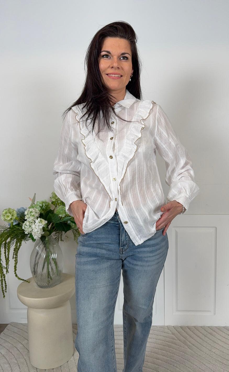 Marta Du Chateau Skjorte - Laurette - White/Beige