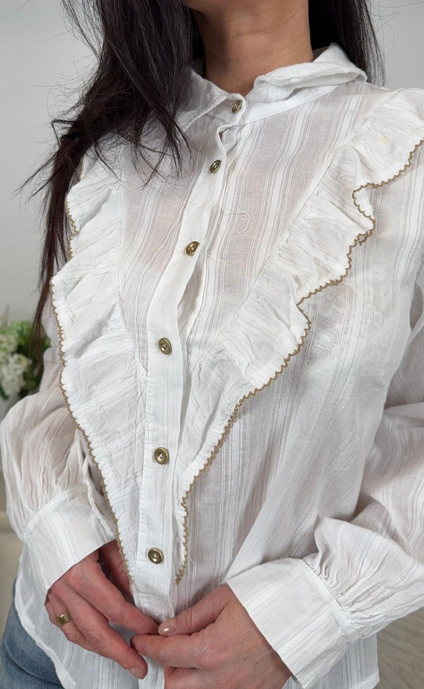 Marta Du Chateau Skjorte - Laurette - White/Beige