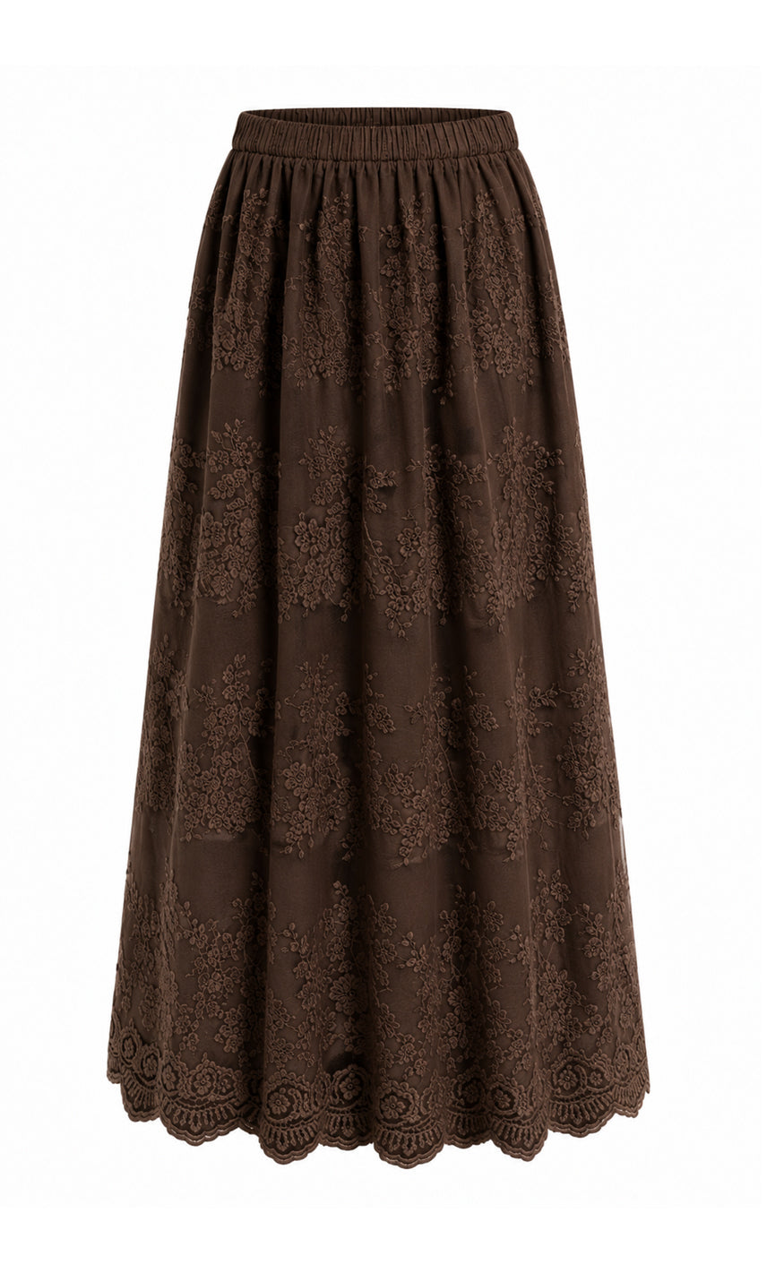Say INA Copenhagen Skjørt - Elly Lace - Dark Brown