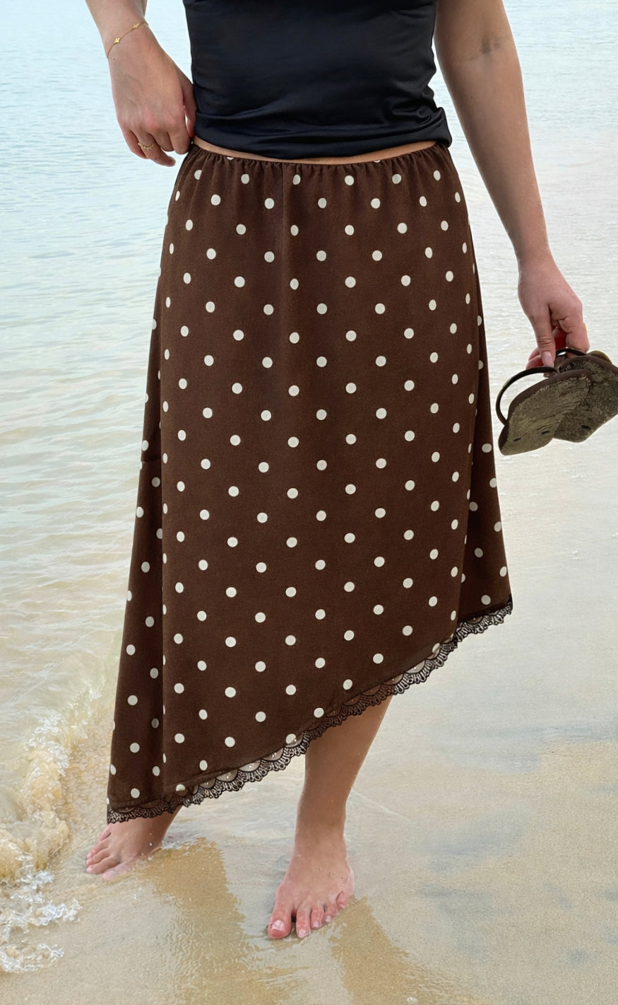 Say INA Copenhagen Skjørt - Nellie Assymmetric - Dark Brown W. White Dots