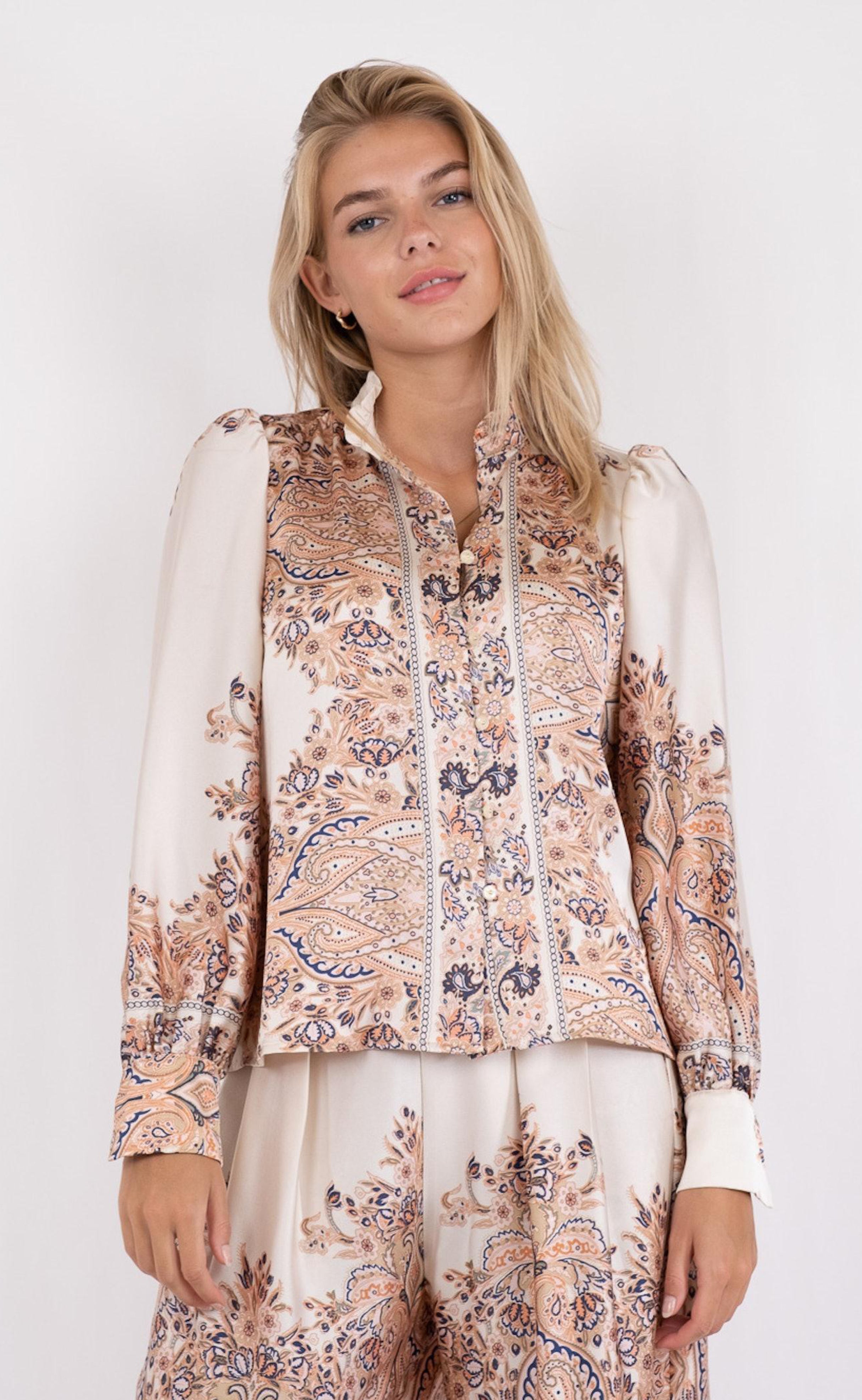Neo Noir Blouse - Massima Paisley border - Creme
