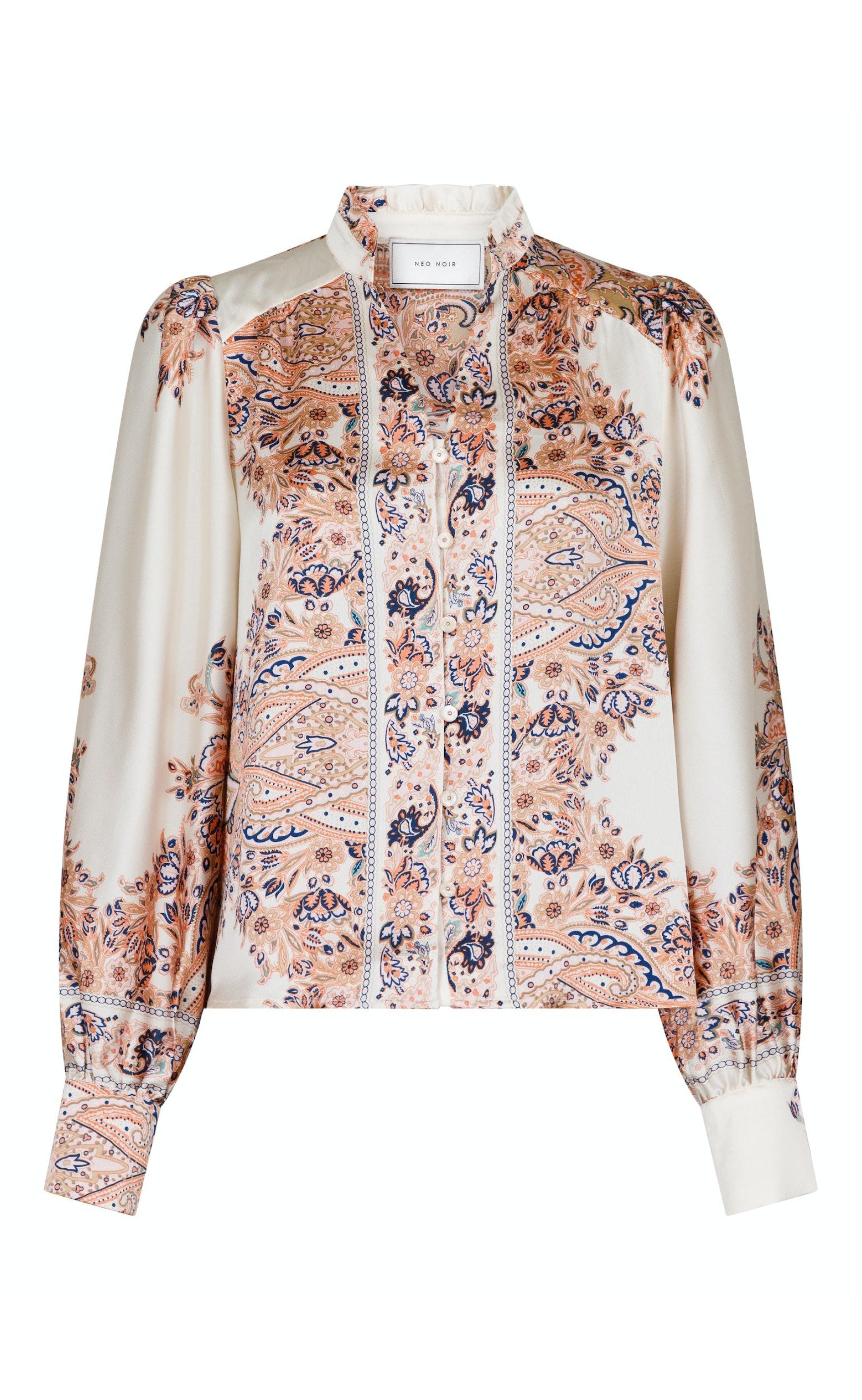 Neo Noir Blouse - Massima Paisley border - Creme