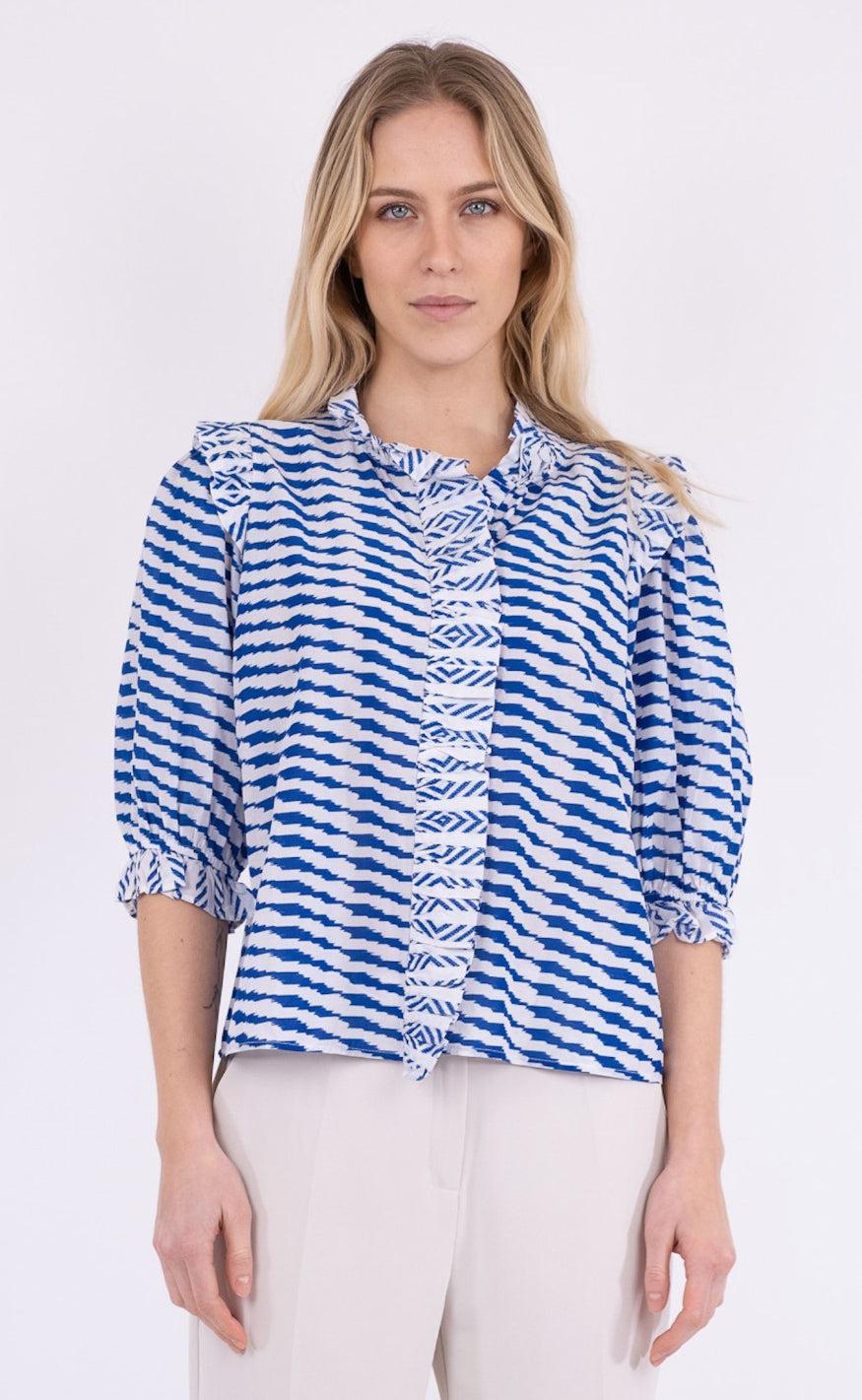 Neo Noir Bluse  - Chacha Graphic - Blue