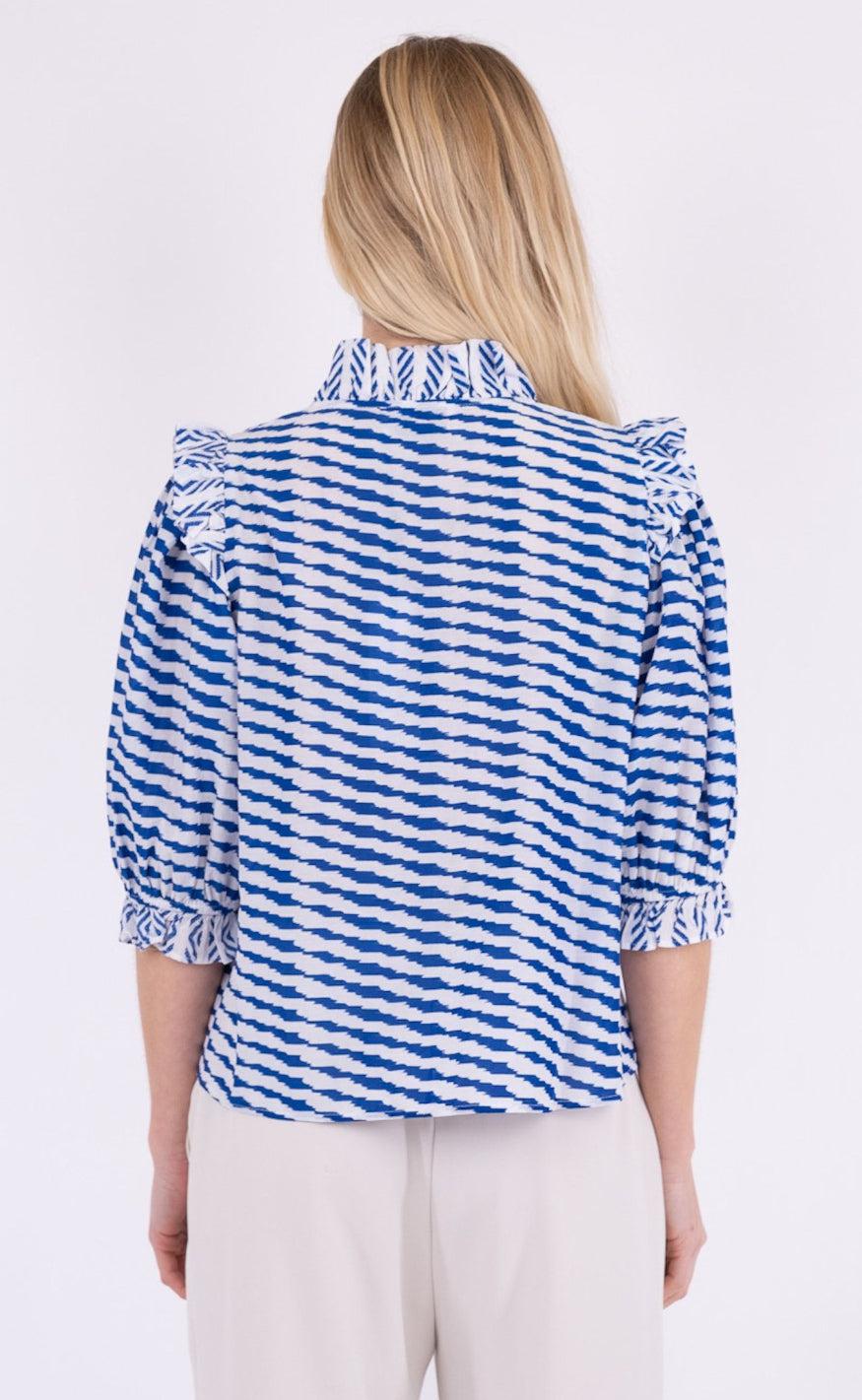 Neo Noir Bluse  - Chacha Graphic - Blue