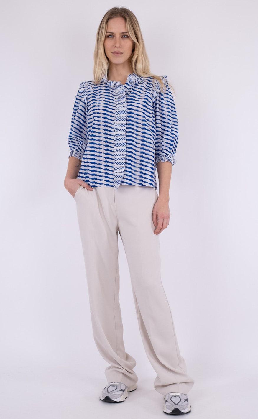 Neo Noir Bluse  - Chacha Graphic - Blue
