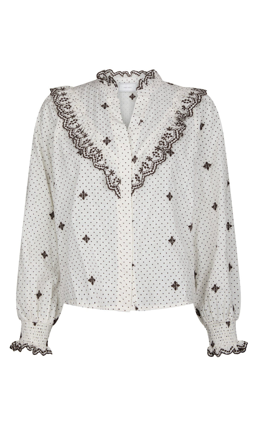 Neo Noir Bluse - Degas Dot - Off White