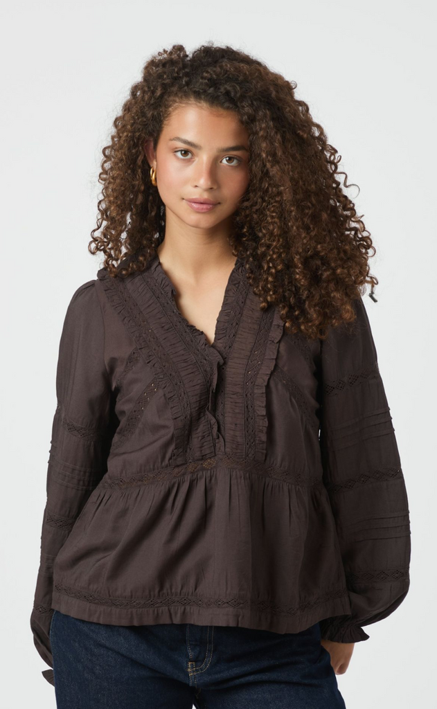 Neo Noir Bluse - Elfie - Dark Brown