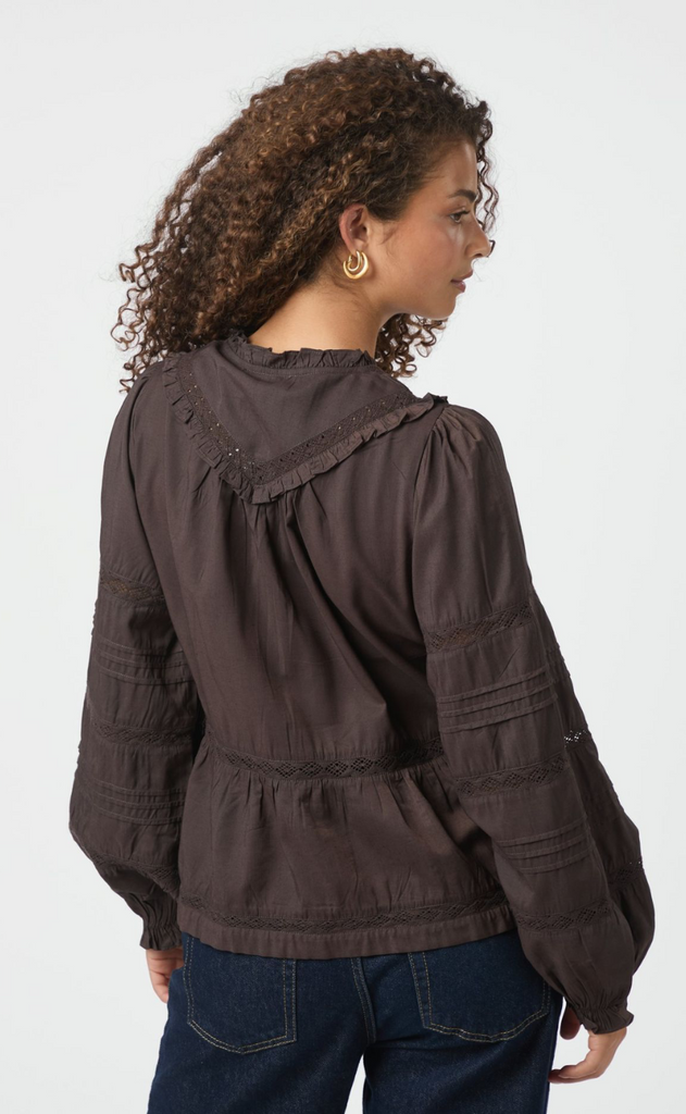 Neo Noir Bluse - Elfie - Dark Brown