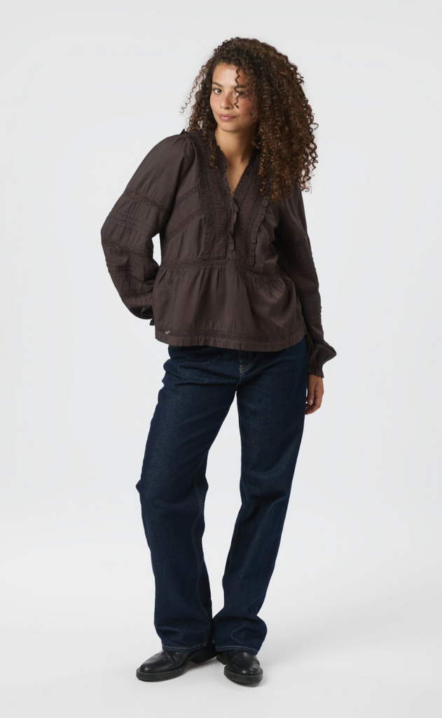 Neo Noir Bluse - Elfie - Dark Brown