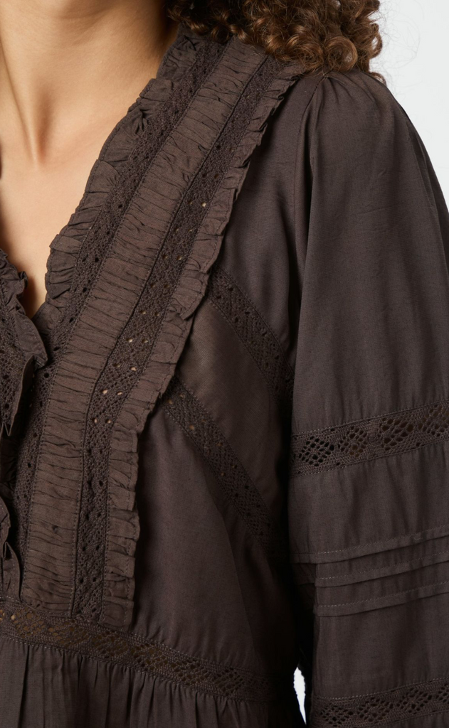 Neo Noir Bluse - Elfie - Dark Brown