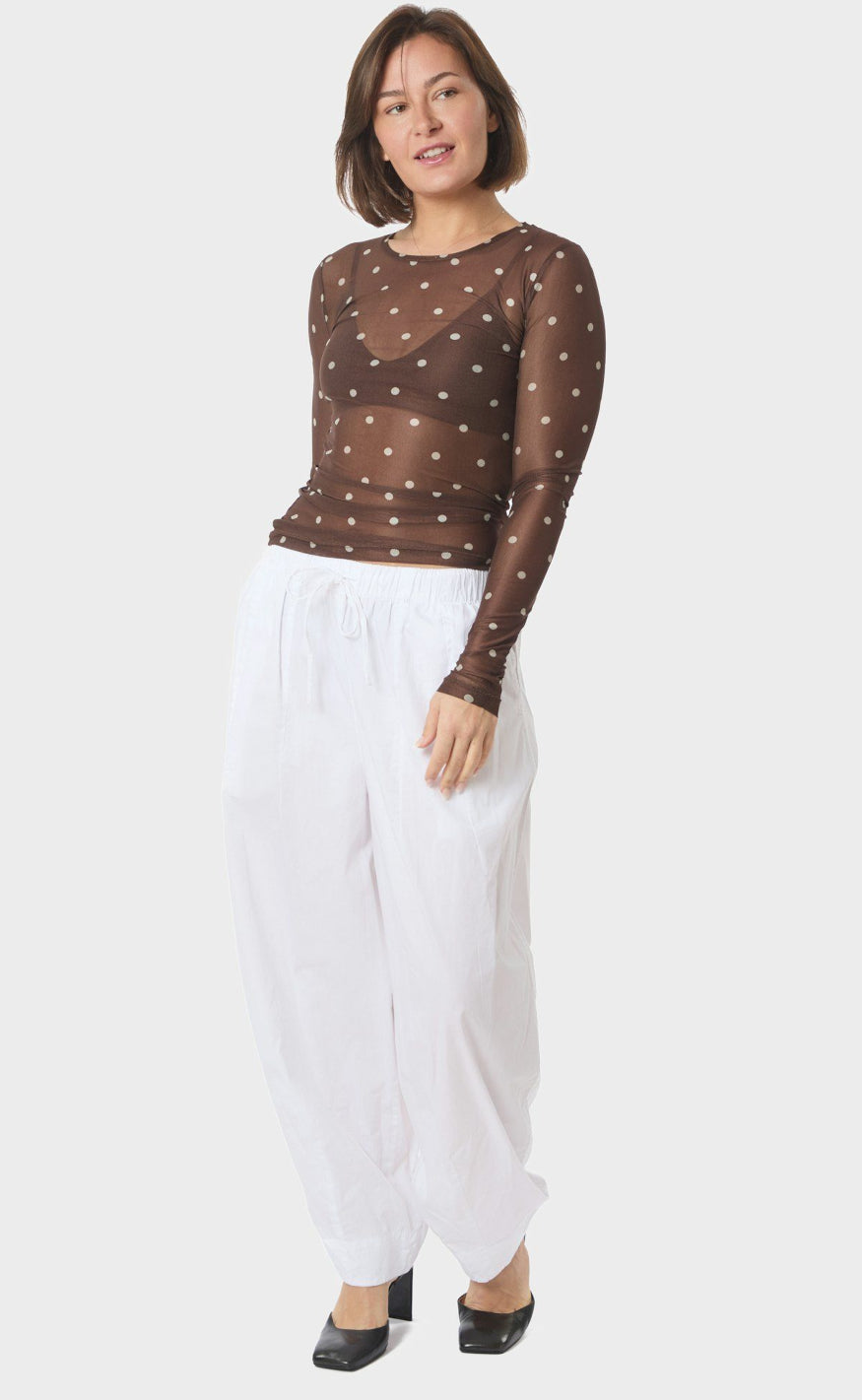 Neo Noir Bluse - Ella Dot - Brown