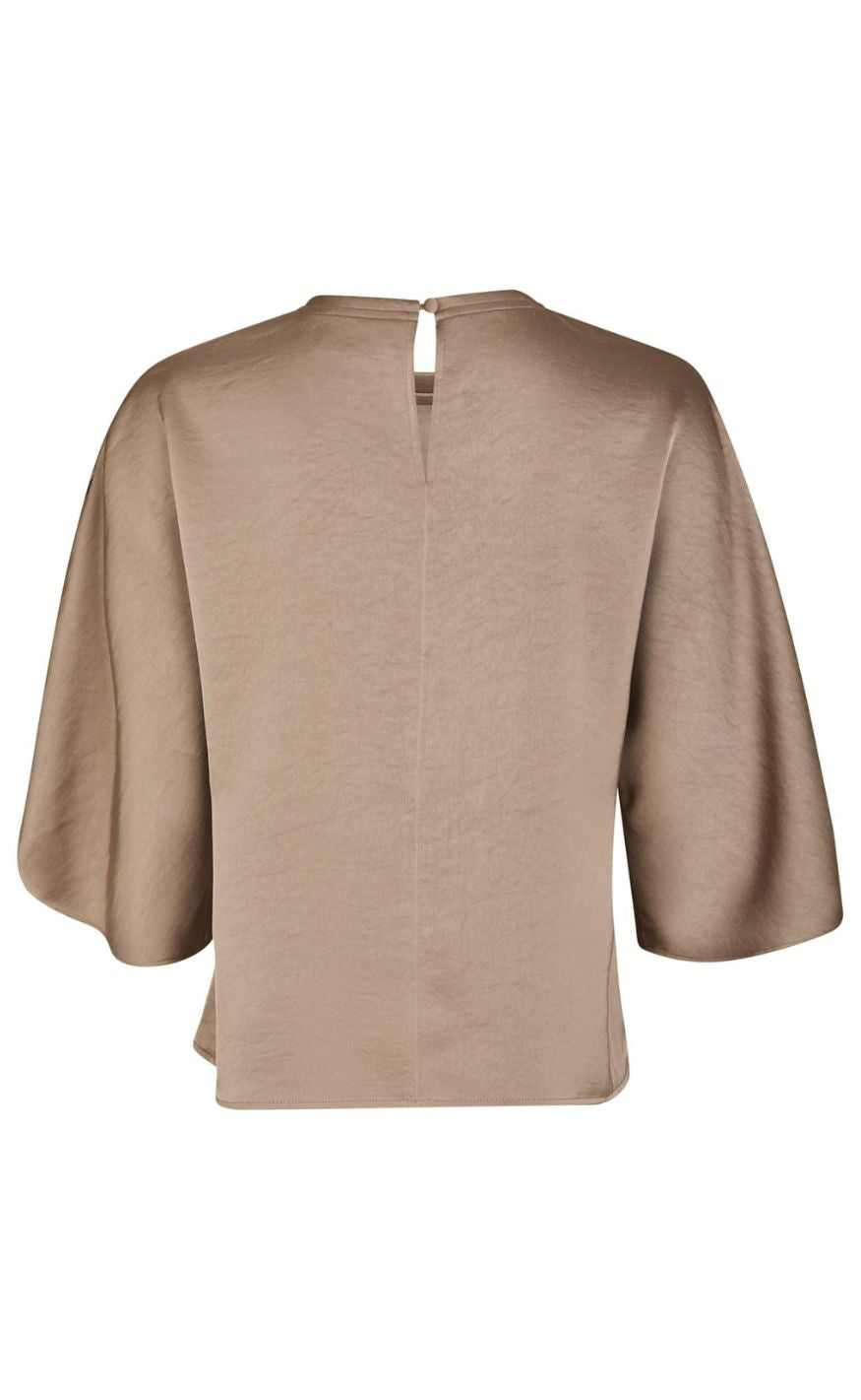 Neo Noir Bluse - Liora Heavy Sateen - Dark Taupe
