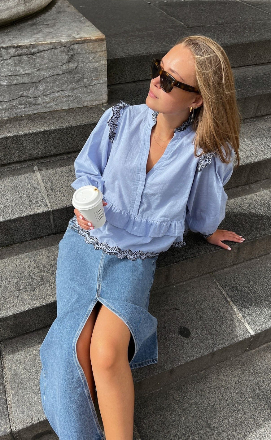 Neo Noir Bluse  - Panama - Light Blue