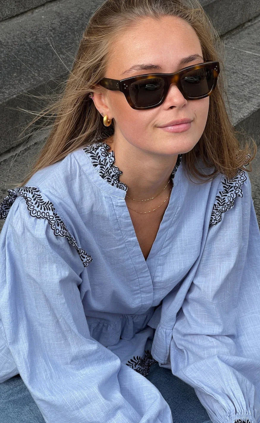 Neo Noir Bluse  - Panama - Light Blue