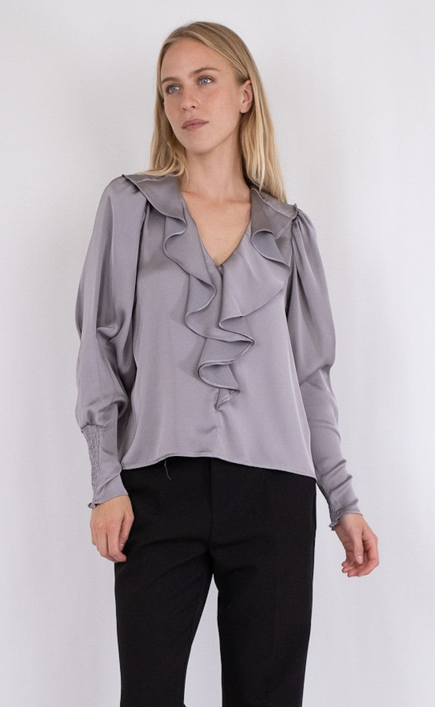 Neo Noir Bluse - Sandie Sateen - Grey